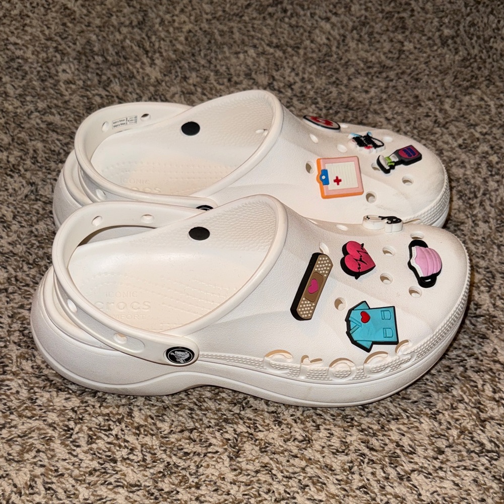 CROCS White with Colorful Nurse Charms - Picture 4 of 6